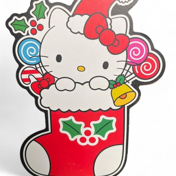 Hello Kitty Christmas Wooden Wall Art/Plaques - Santa & Christmas Stocking - New - Picture 2 of 4